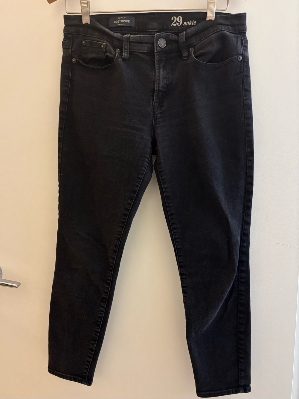J.Crew Toothpick Black Ankle Skinny Jeans Size 29